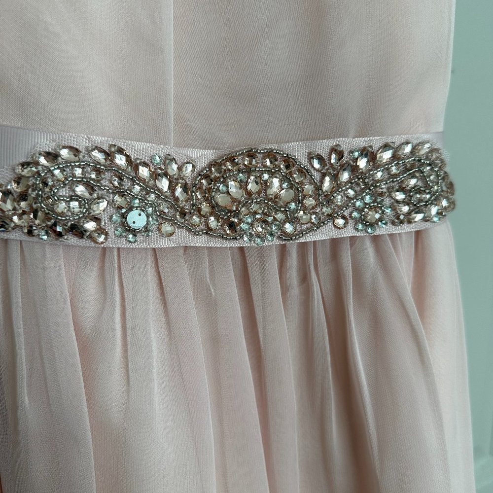 Ballet Pink, Illusion neckline cocktail dress, size 10